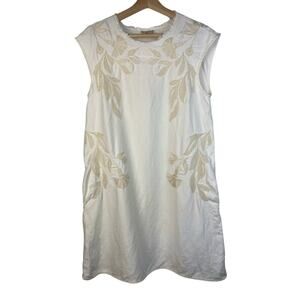 Anthropologie Holding Horses Women's Size S Cream Embroidered Shift Dress